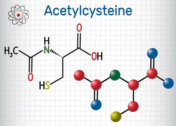 Chemical structural formula of N-acetyl-L-cysteine powder Chemical structural formula of N-acetyl-L-cysteine powder